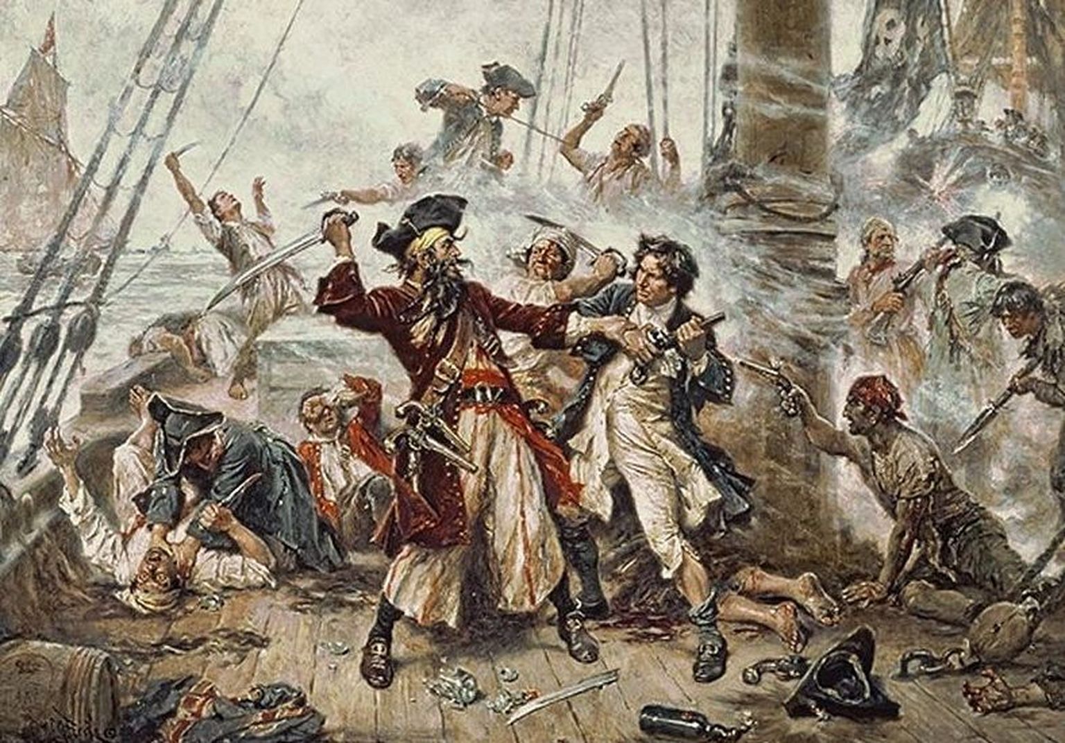 Kunstnik Jean Leon Gerome Ferrise 1718. aastast pärinev maal piraat Musthabeme tabamisest