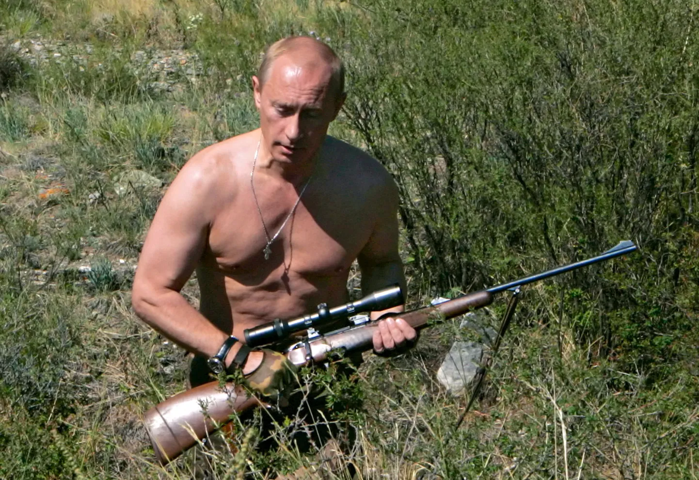 Venemaa president Vladimir Putin 2007. aasta juulis puhkusel Siberis Tõva Vabariigis
