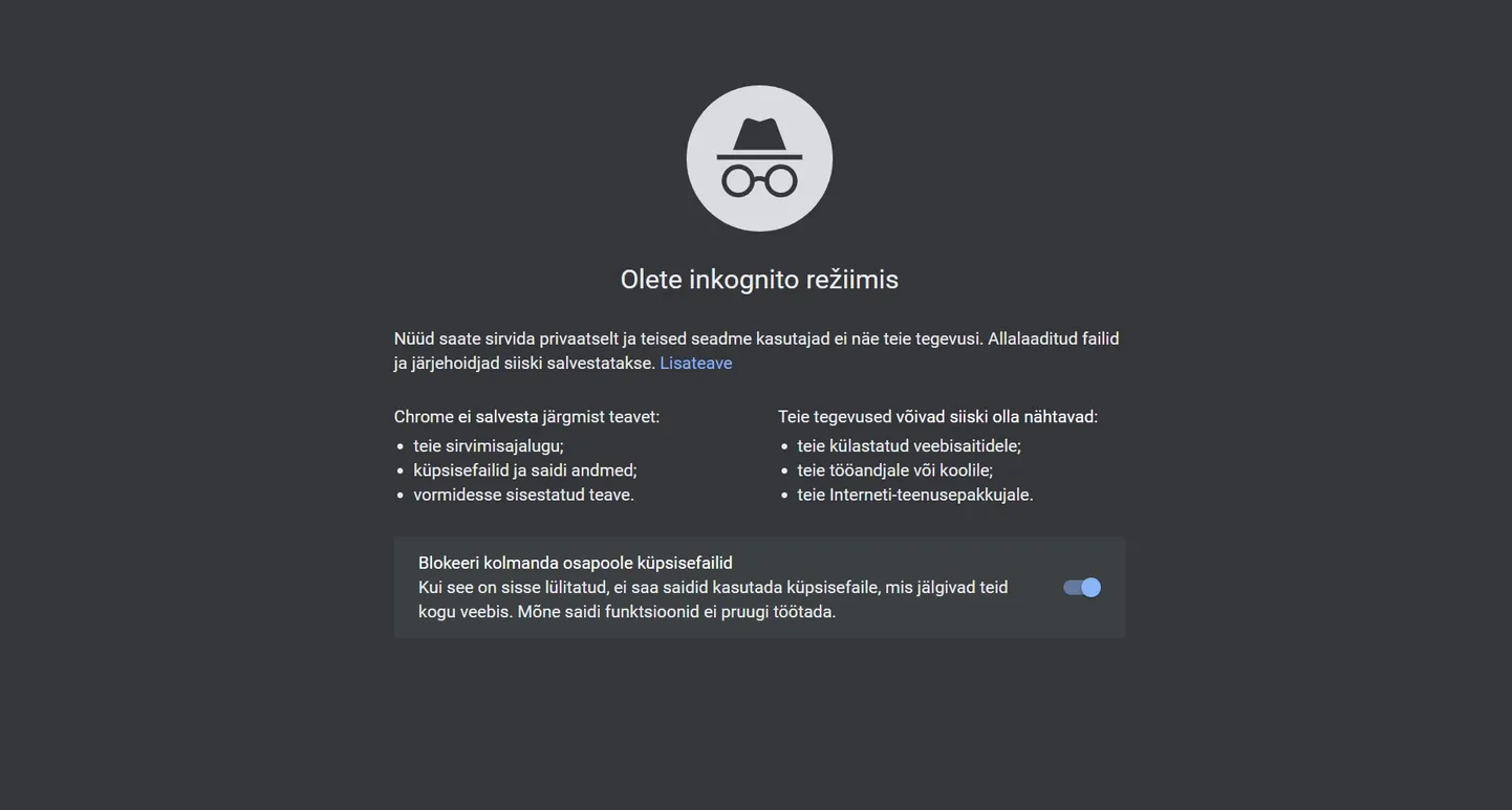 Chrome'i Incognito režiim