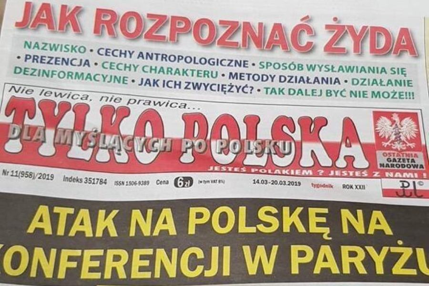 Poola parempoolne ajaleht Tylko Pokska avaldas esilehel artikli, milles edastati lugejatele nipid juutide äratundmiseks.