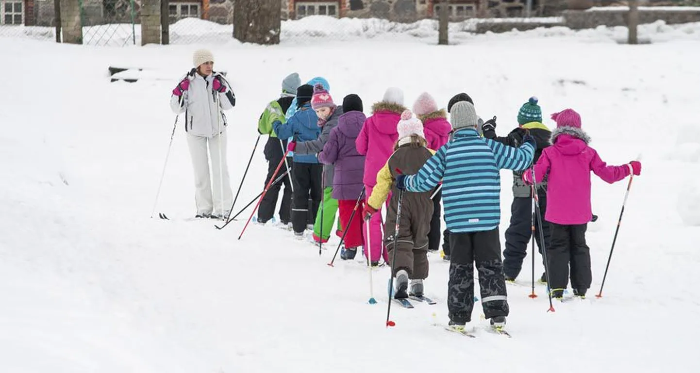 Kesklinna kooli I-a klassi suusatunnis rühkis eile ennelõunal õpetaja Jane Kruusamäe sabas vaid 12 last. Kui viirushaigused poleks oma tööd teinud, võinuks neid olla 26.