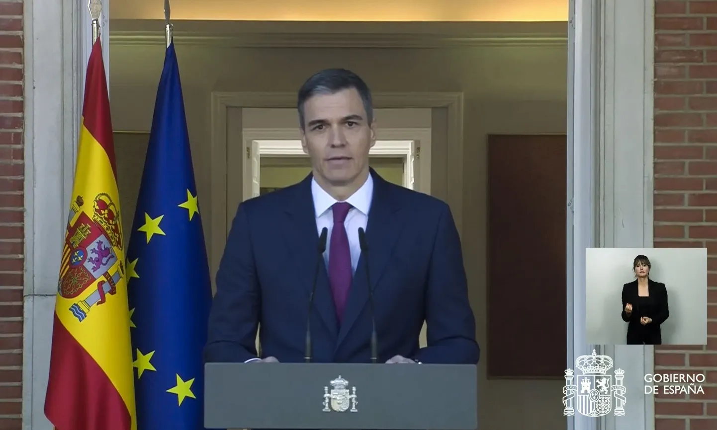 Hispaania peaminister Pedro Sánchez teatas ametis jätkamisest. 29. aprill 2024.