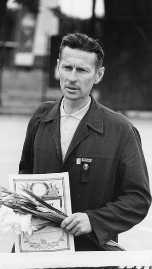 Võiduka Eesti tennisekoondise treener Evald Kree NSV Liidu rahvaste spartakiaadil Moskvas (1963).