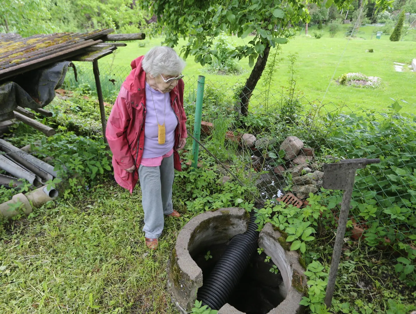Elvas elav Ellen Lilo on hädas sademeveega, mis Tartu maanteelt otse tema aeda voolab. Püüdlus vett omal jõul aiast eemale juhtida ei ole vilja kandnud.