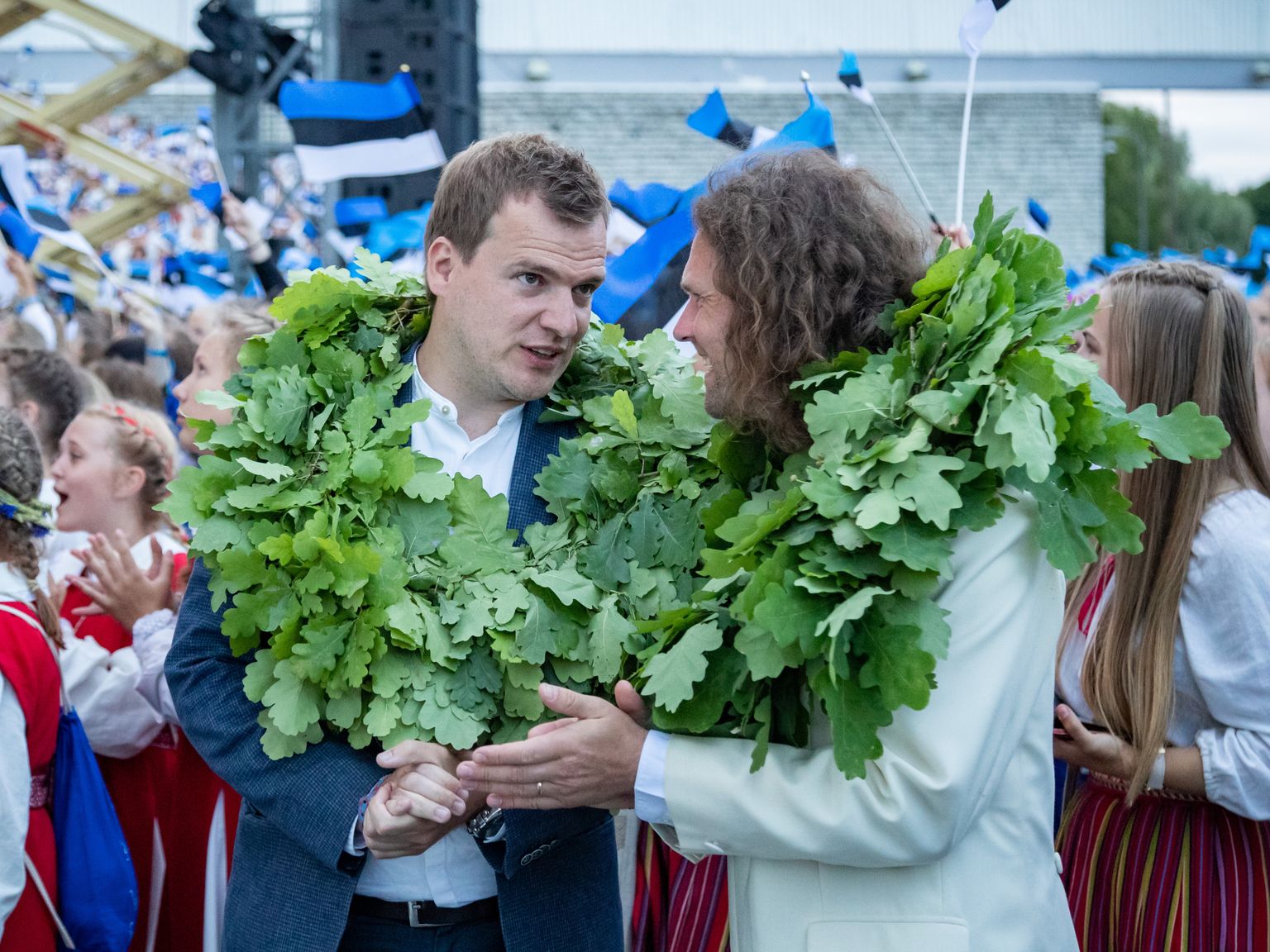Pildil Risto Joost (vasakul) XXVII laulu- ja XX tantsupidu „Minu arm“ 2019. aastal.