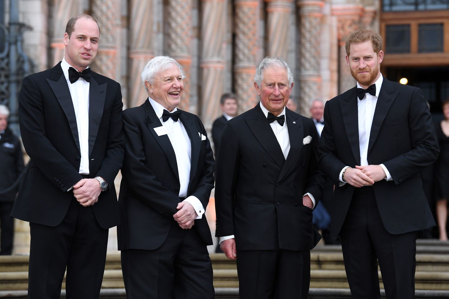 Prints William, Sir David Attenborough, prints Charles ja prints Harry  esilinastusel Londoni loodusloomuuseumis.