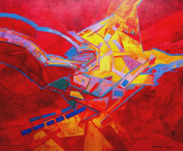 Igors Ļeontjevs "Sarkanais tango" 2018., audekls, eļļa, 100x120 cm