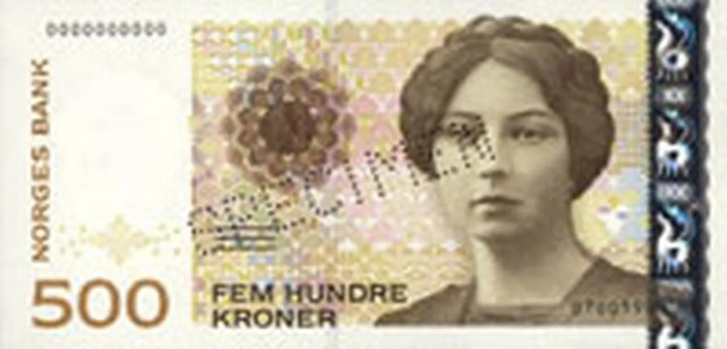 Norra 500-kroonine paberraha, mille peal on kirjanik Sigrid Undset.