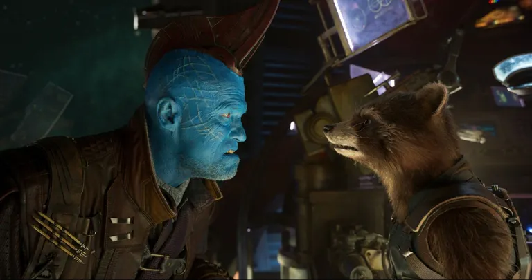 Yondu (Michael Rooker) ja Rocket (Bradley Cooper).