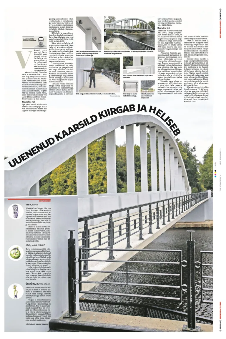 4. oktoobril trükivalgust näinud paariskülg «Uuenenud kaarsild kiirgab ja heliseb».
