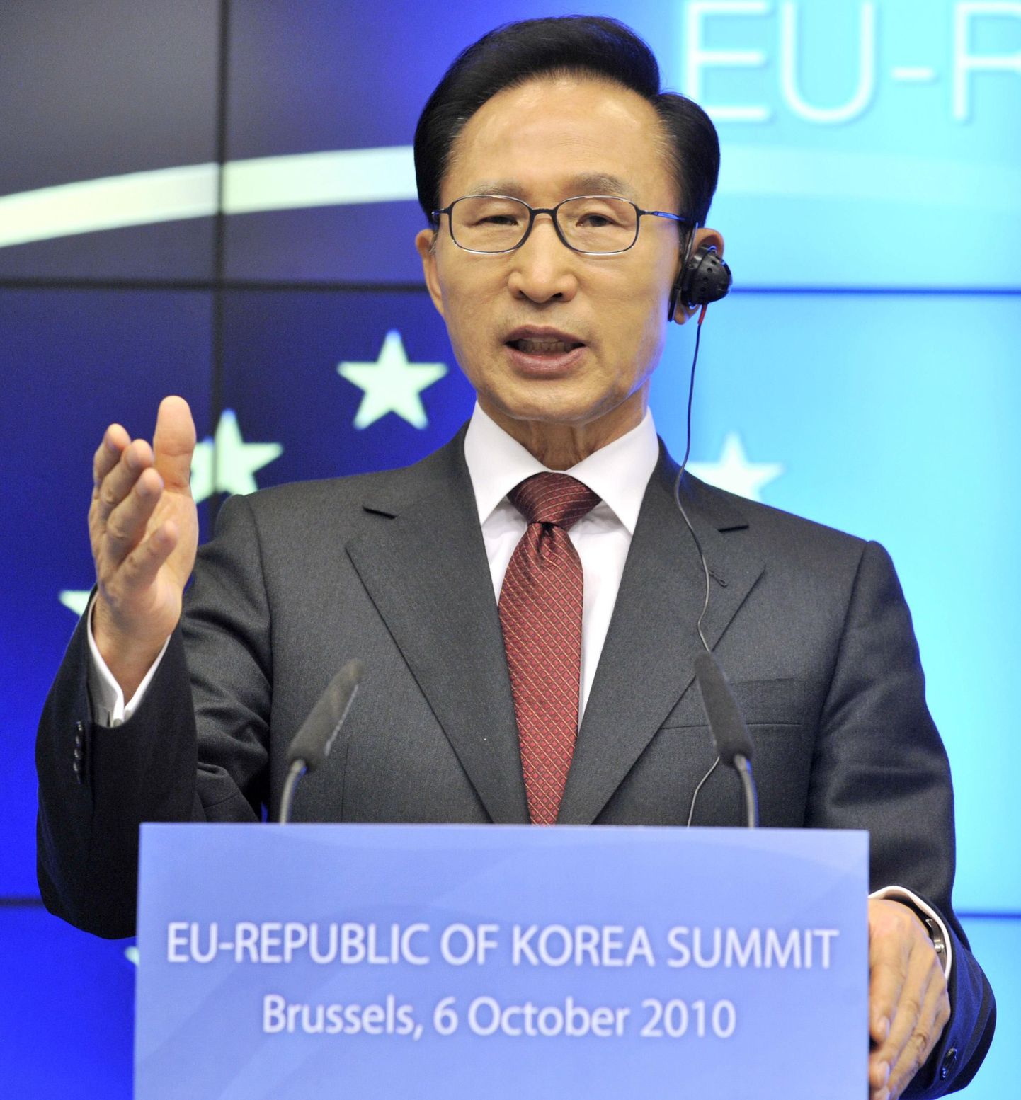 Lõuna-Korea president Lee Myung-Bak tänasel Euroopa Liidu-Korea tippkohtumisel