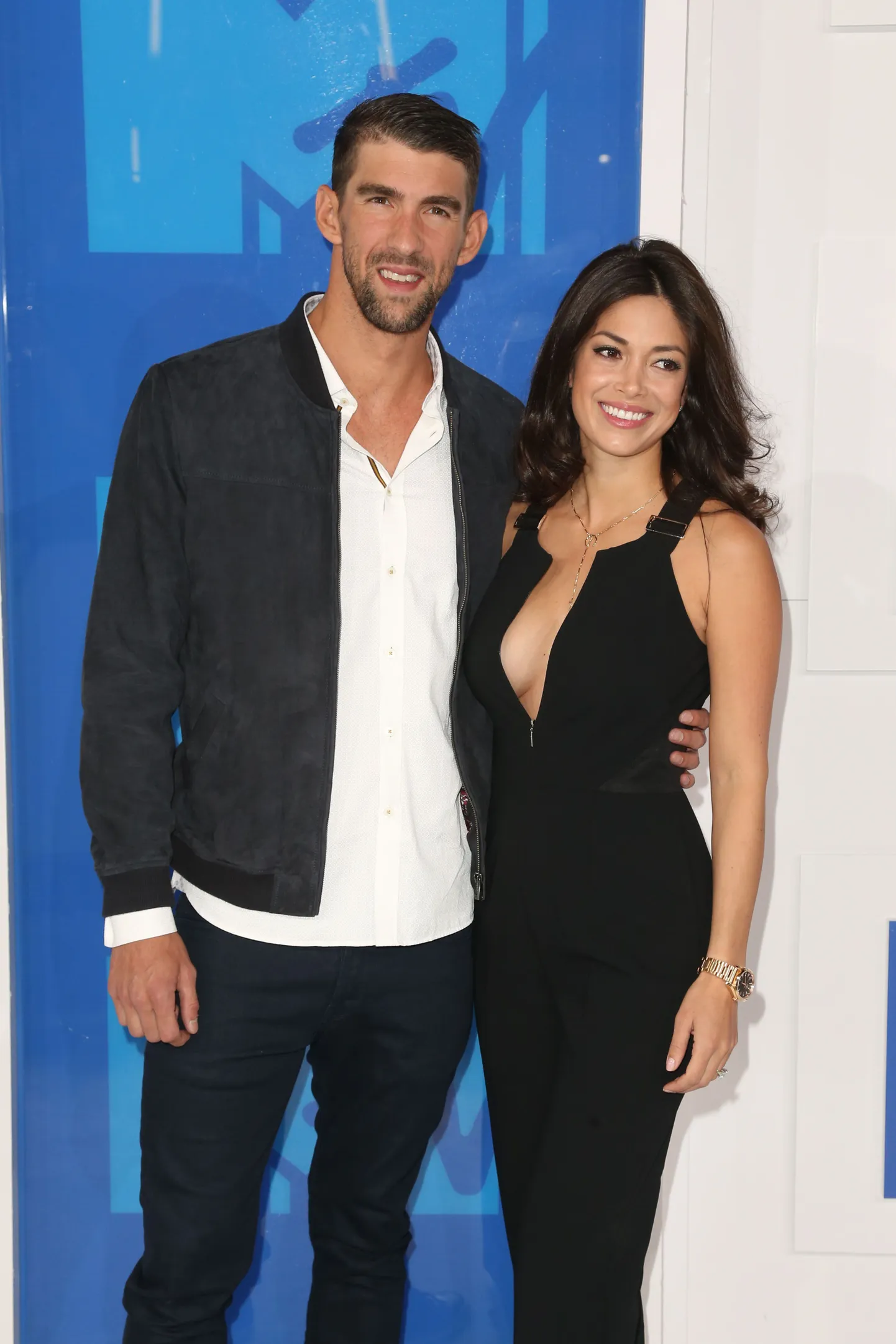 NEW YORK - AUGUST 28: Olympic swimmer Michael Phelps and model Nicole Johnson arrives at the 2016 MTV Video Music Awards at Madison Square Garden on August 28, 2016 in New York City. (Photo by Ben Hider/PictureGroup) *** Please Use Credit from Credit Field ***