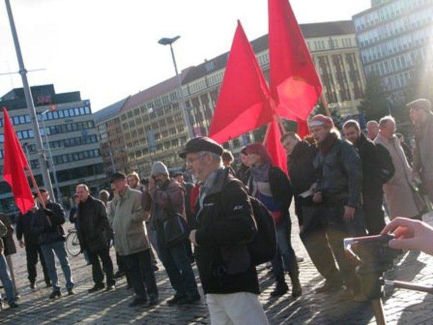 Прошлогодняя акция протеста Центрального союза профсоюзов Финляндии.