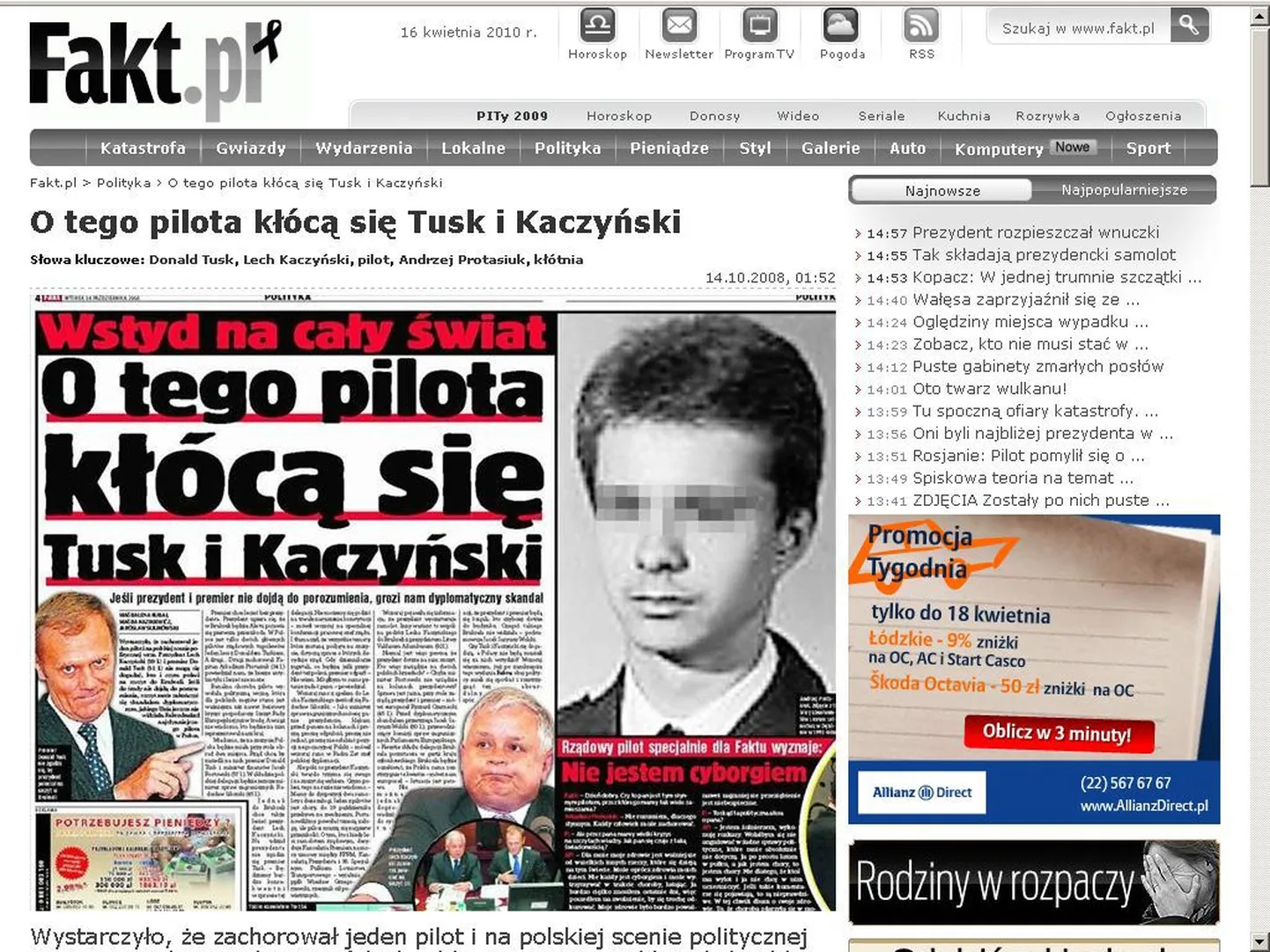 Poola presidendi surmalennuki piloot sattus kahe aasta eest riigijuhtide sisepoliitilise võitluse keskele.