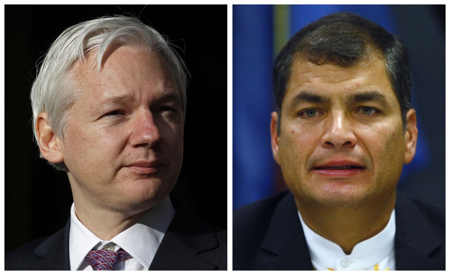 Julian Assange (vasakul) ja Ecuadori president Rafael Correa