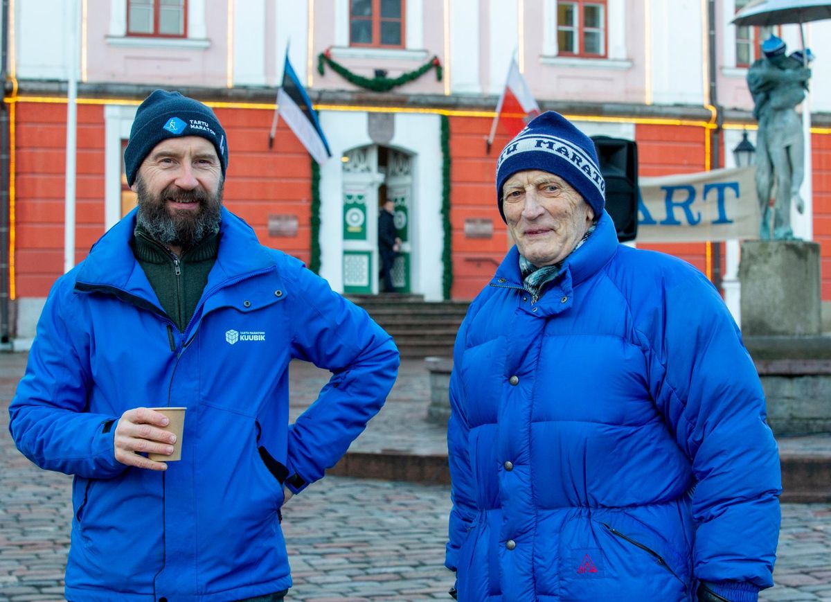 Maratoni juubelil kohtusid Indrek Kelk (vasakul) ja Jüri Laurson, kes oli rajal ka 1960. aastal.