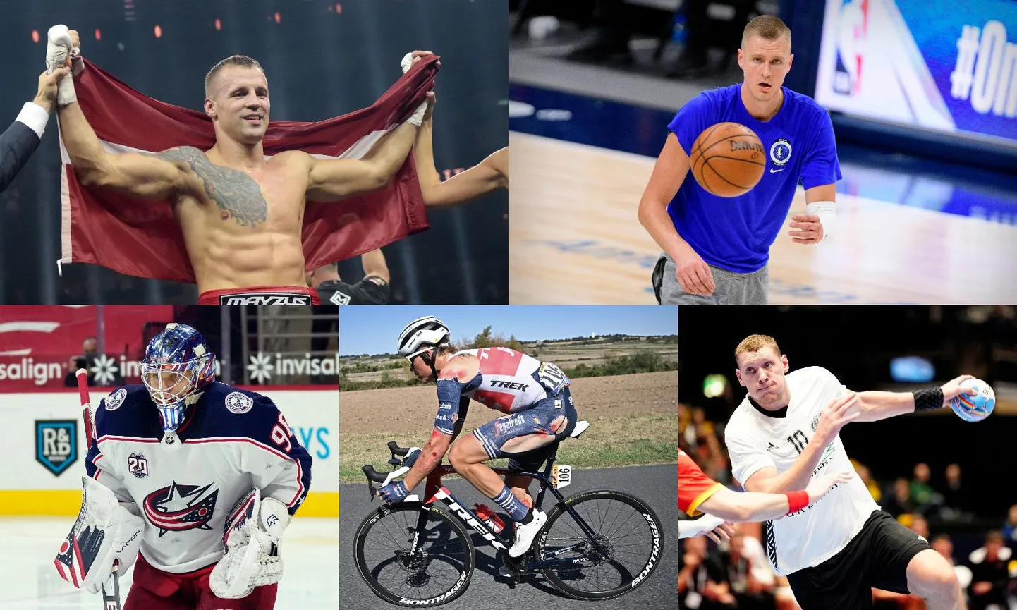 Mairis Briedis, Kristaps Porziņģis, Elvis Merzļikins, Toms Skujiņš un Dainis Krištopāns