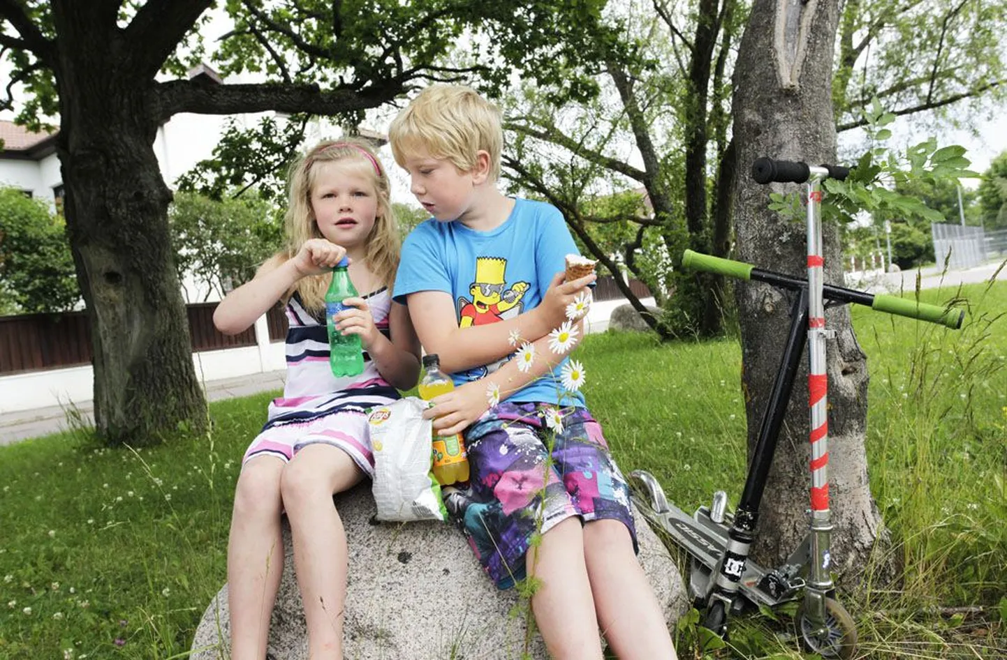 Marta-Liisa (7) ja tema vend Karel-Oskar (8) käivad suvel pea iga päev kodu lähedal poes head-paremat ostmas.