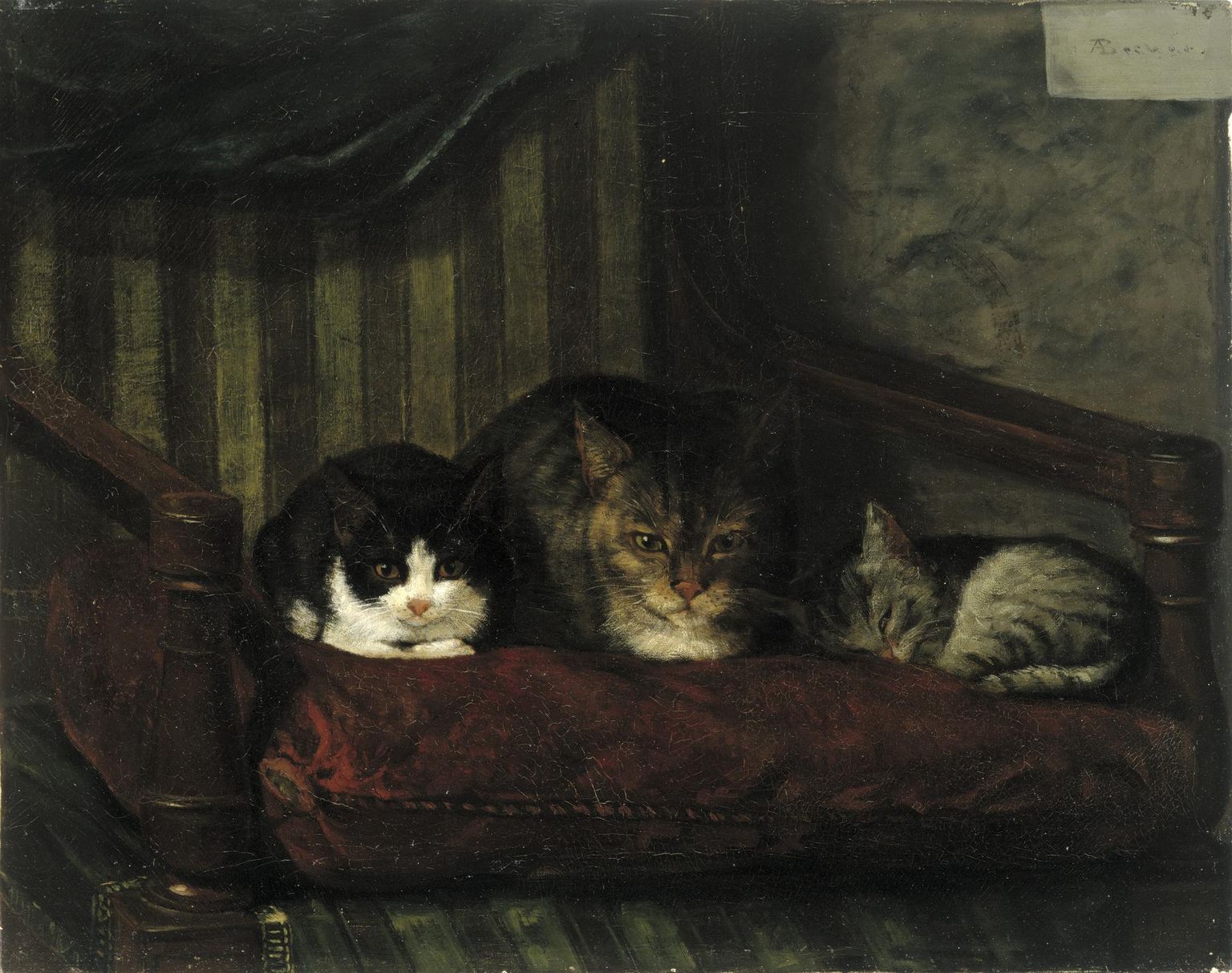Adolf von Becker (1831–1909), «Kass poegadega». 1863. Õli. Soome Rahvusgalerii – Ateneum.