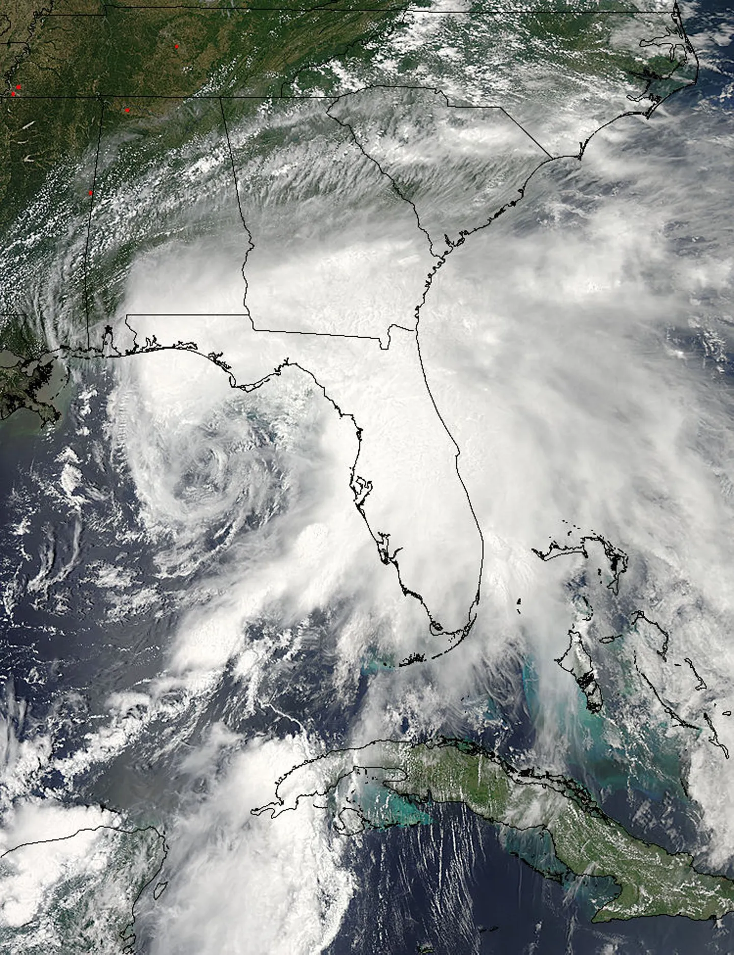 Troopiline torm Debby NASA satelliidifotol