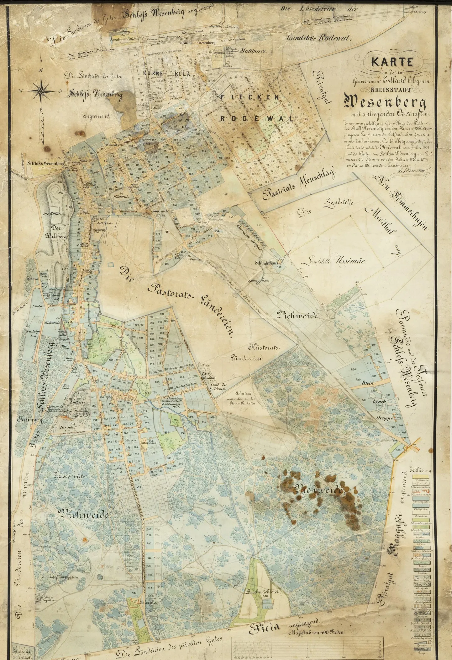 Pildil on Rakvere linna plaan 1901. aastast.