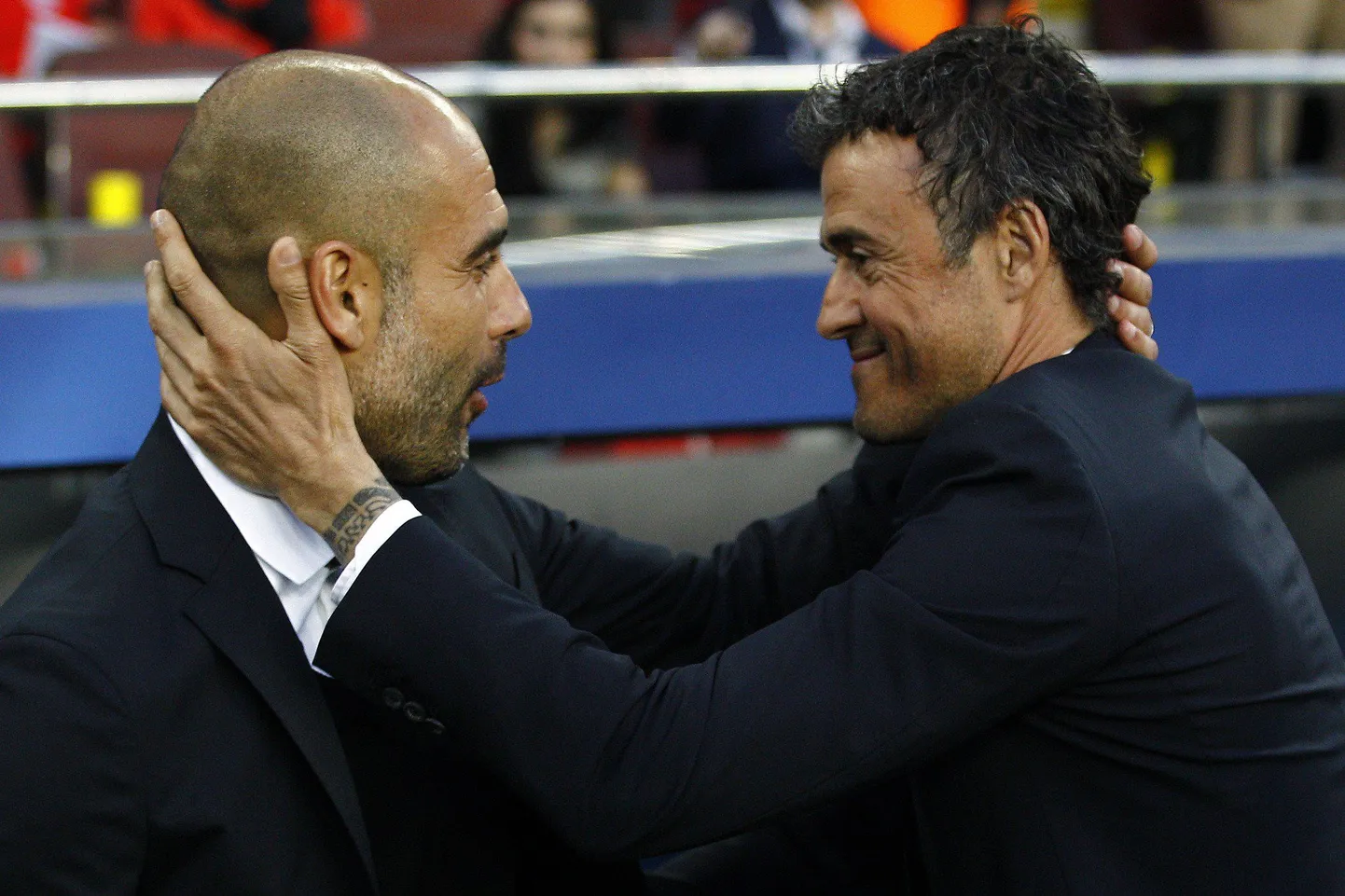 Müncheni Bayerni peatreener Pep Guardiola ja FC Barcelona juhendaja Luis Enrique pallisid omal ajal koos Barcelona ridades. Meeste avaduellis jäi kindlalt peale Enrique.