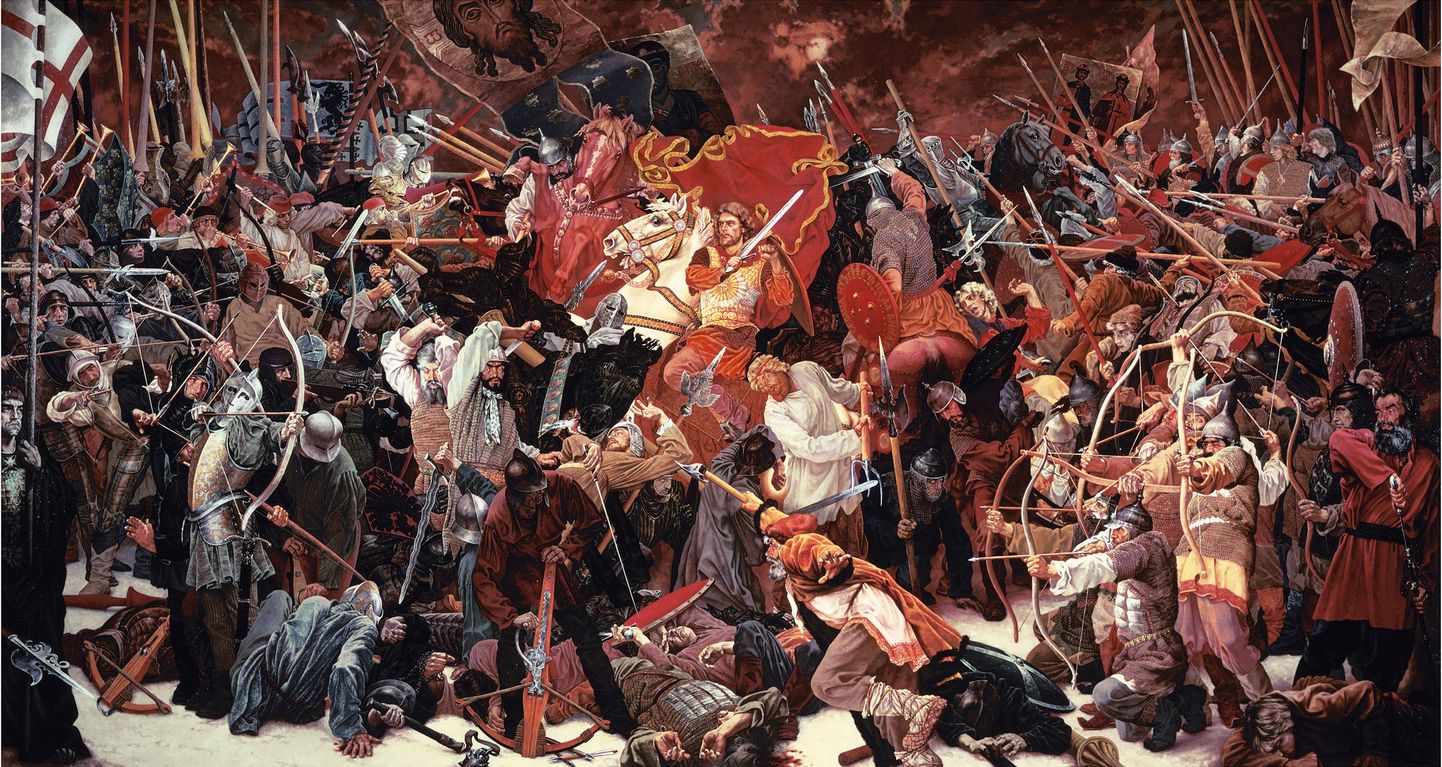 Rakvere ­lahing võis välja näha umbes ­samasugune nagu kunstniku kujutatud 28 aastat varem toimunud Neeva ­lahing.