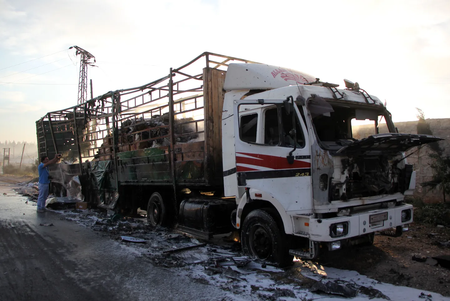 Rünnakus hävinud veoauto Orum al-Kubra lähistel Süürias.