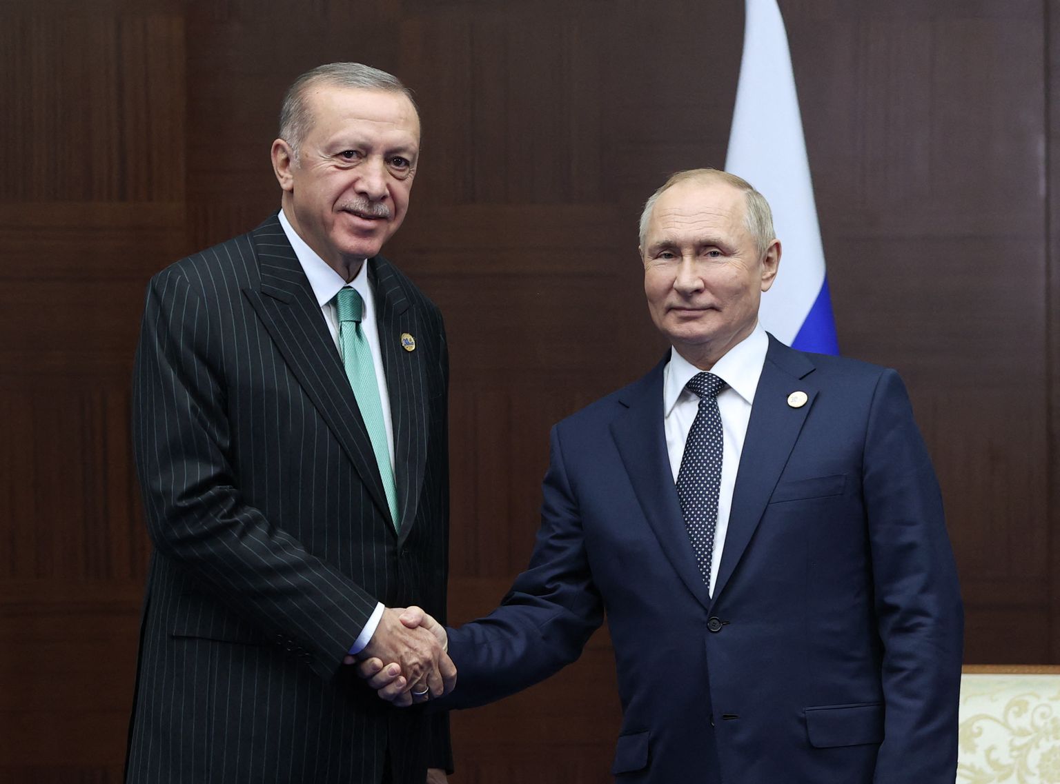 Turcijas prezidents Redžeps Tajips Erdogans un Krievijas diktators Vladimirs Putins.