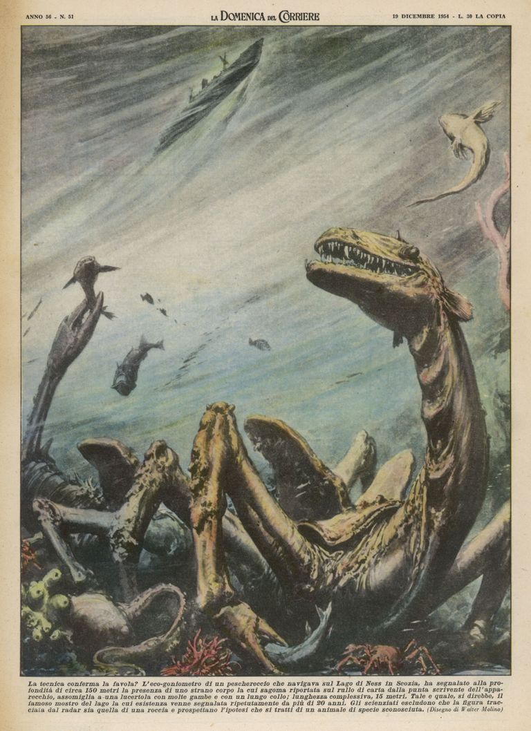 Aastal 1954 Šotimaal avaldatud illustratsioon sellest, milline võiks Loch Ness välja näha.