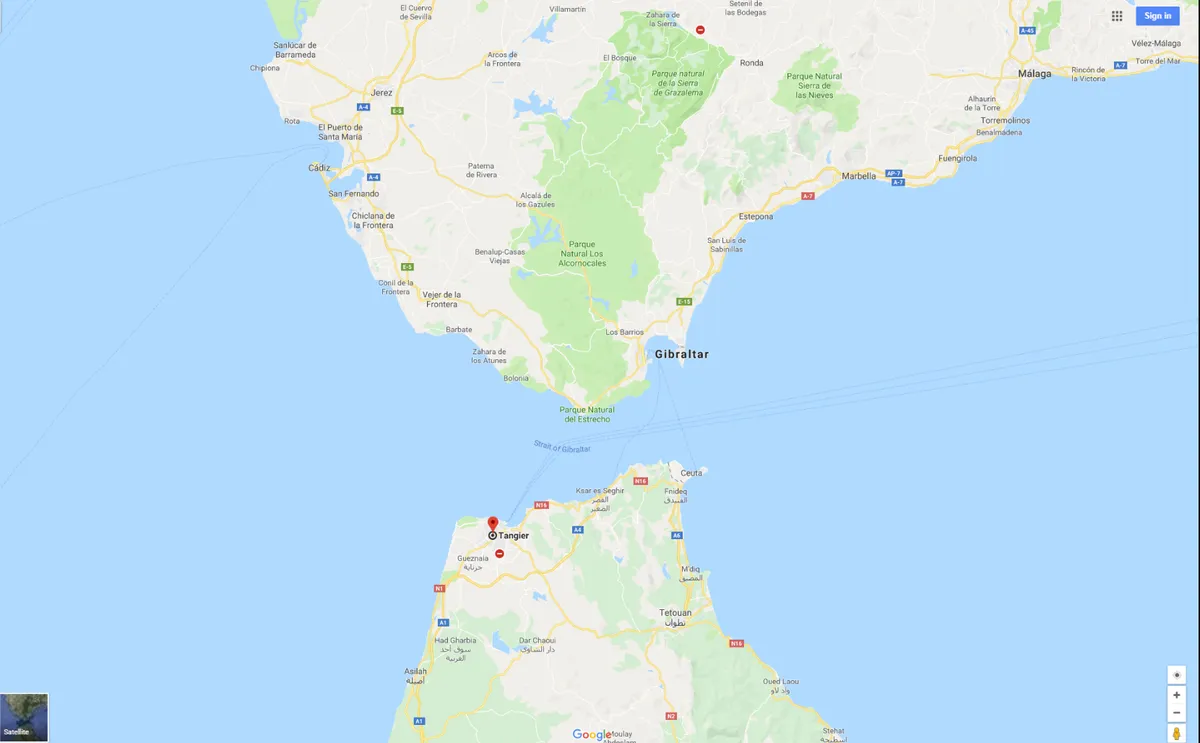 Tanžeras pilsēta un Spānijas pierobeža