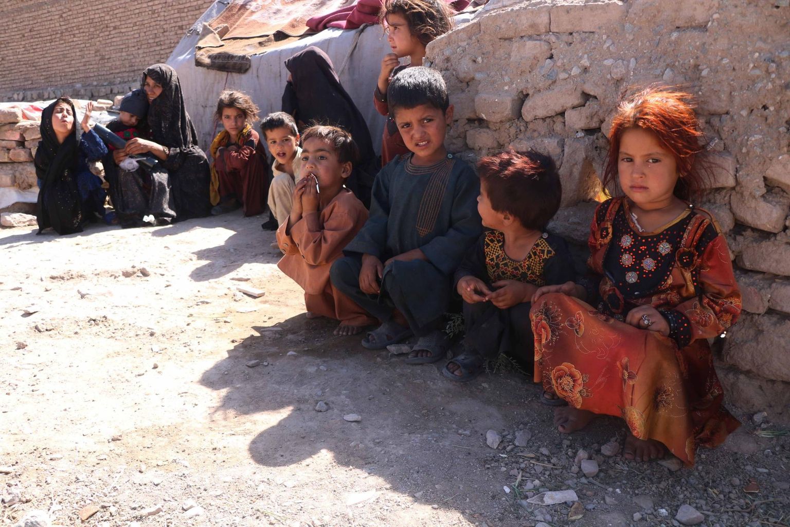 Afganistani sisepõgenikest lapsed poseerivad fotograafile Herati lähistel asuvas ajutises varjupaigas. ÜRO pagulasamet pelgab, et lääneriikide sõdurite lahkumise järel jäävad afgaanid veel suuremasse ohtu. 