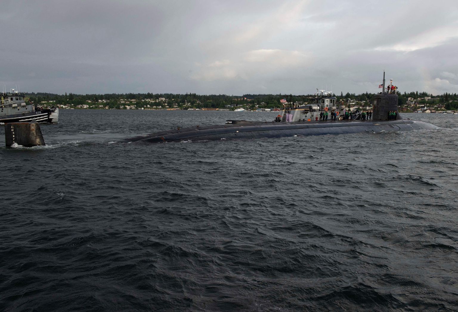 USA Seawolf klassi tuumaallveelaev USS Connecticut lahkumas mais Kitsap-Bremertoni mereväebaasist