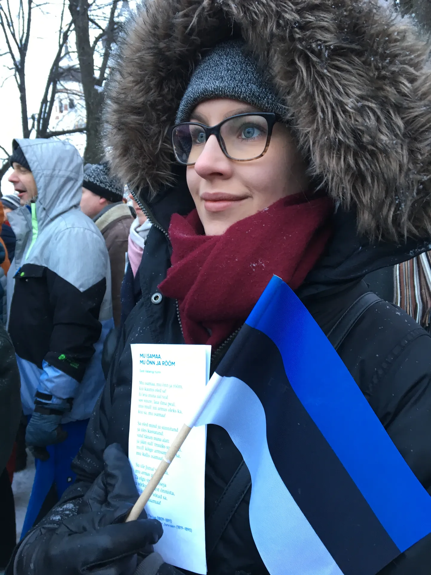 Artikli autor Toompeal riigilipu heiskamisel Eesti Vabariigi 100. sünnipäeval.