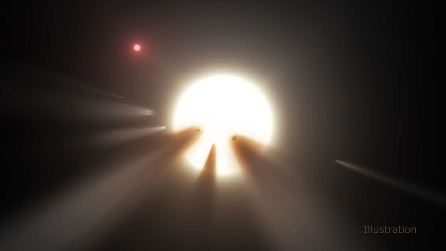 Kunstniku kujutis «Linnutee veidraimast tähest» KIC 8462852.