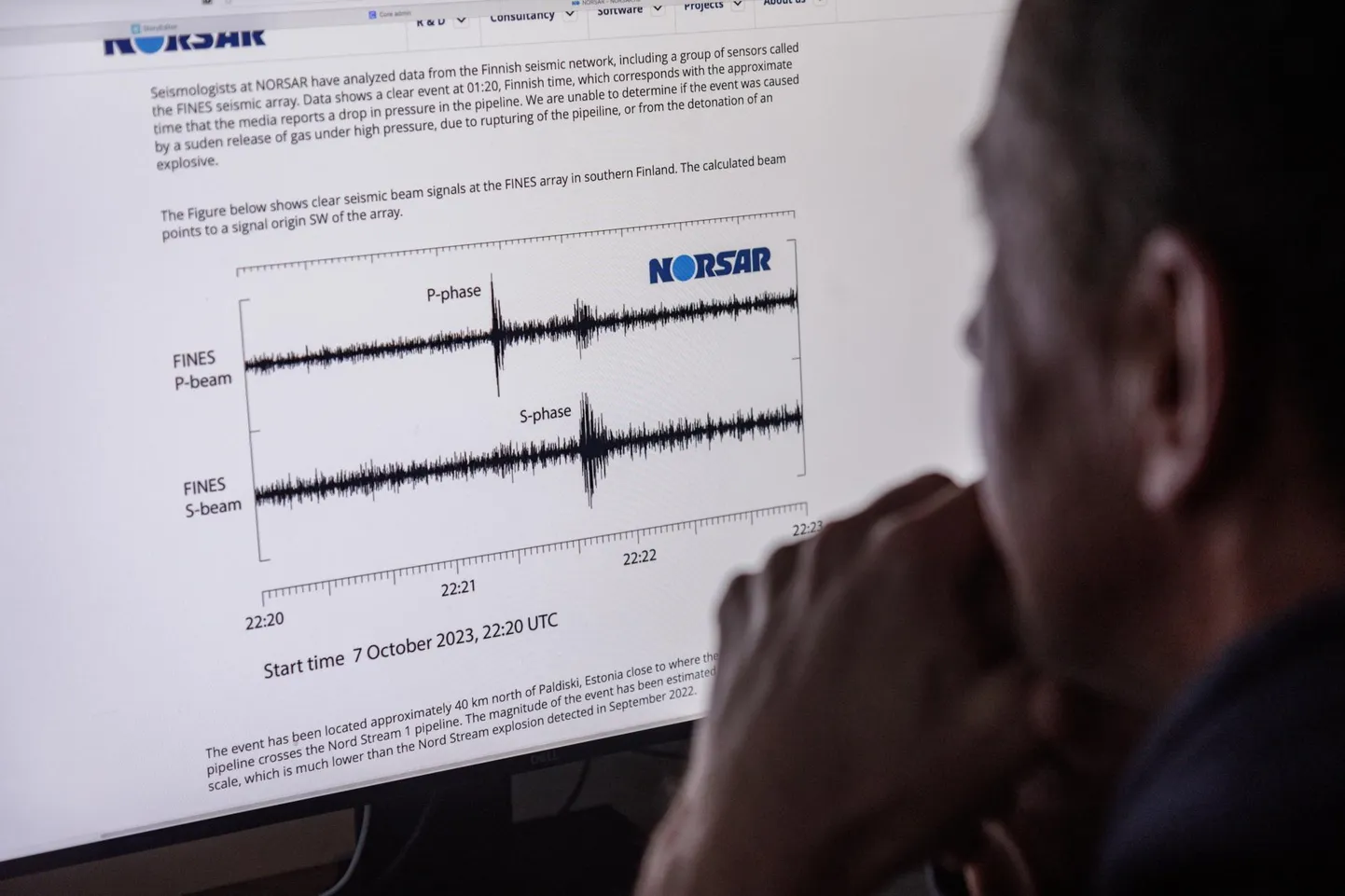 NORSARi kodulehel seismilise aktiivsuse graafik Baltic Connectori toru juures.