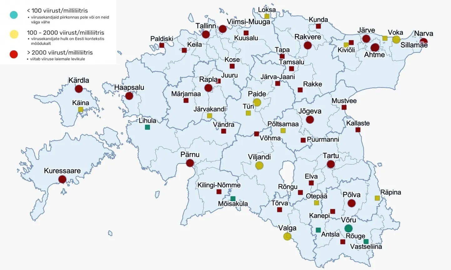 Reoveeuuringu tulemused Eesti kaardil.