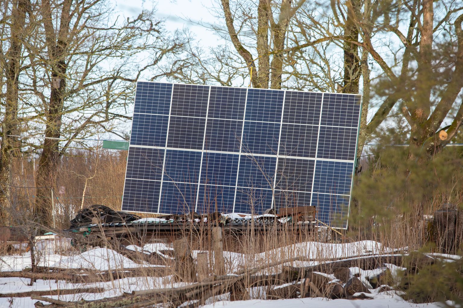 Elektri tootmiseks püstitatud päikesepaneel. Pilt on illustreeriv.