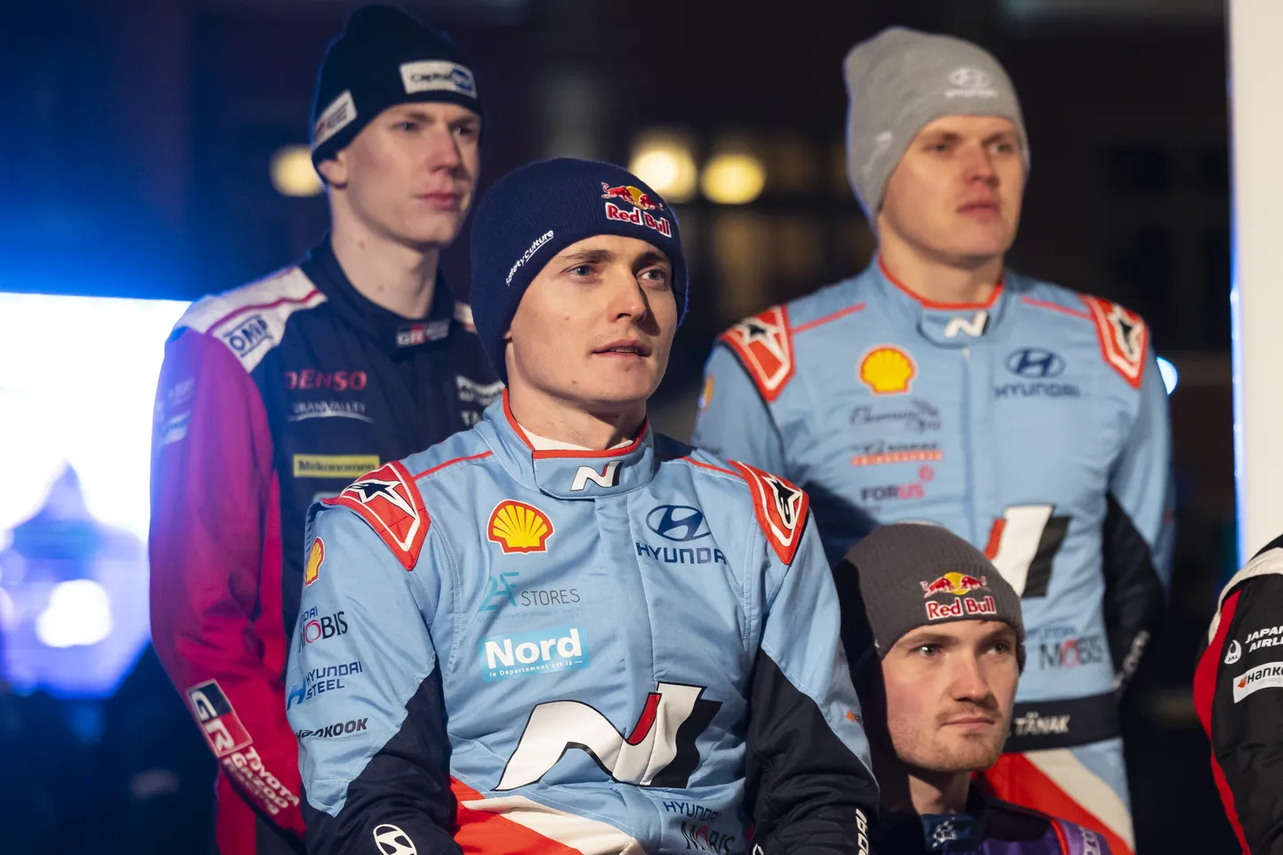 Fotol (vasakult): Sami Pajari, Adrien Fourmaux ja Ott Tänak.