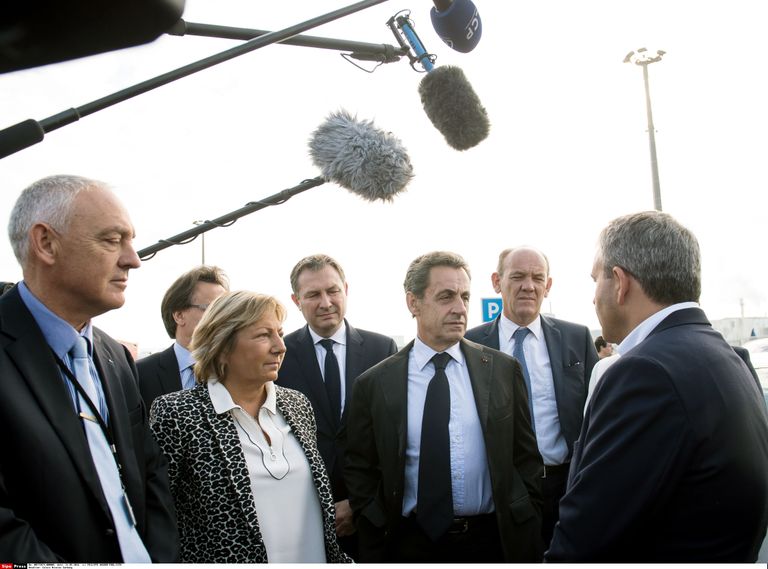 Prantsuse ekspresident Nicolas Sarkozy koos Calais' linnapea Natacha Bouchart'iga