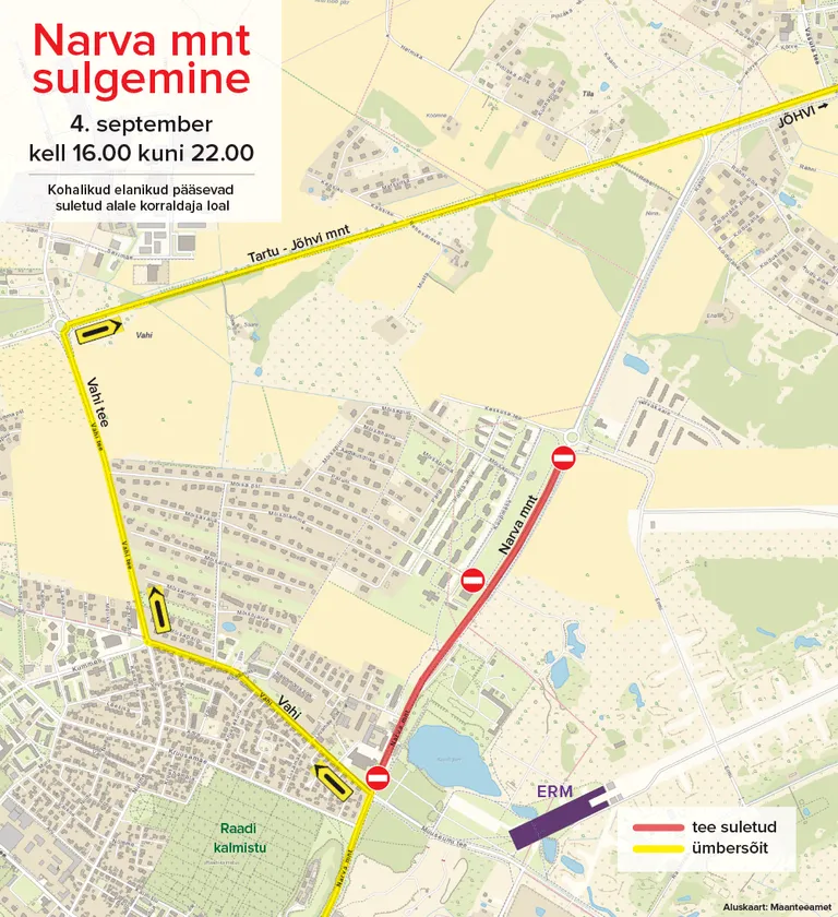 Narva maantee sulgemine 4. septembril.