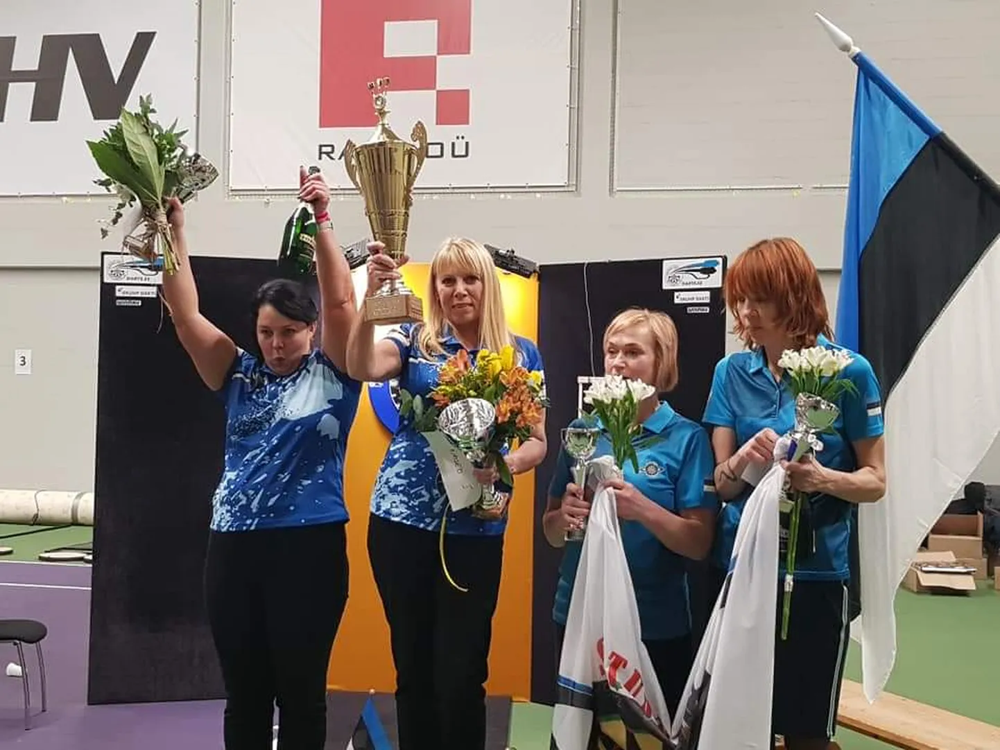 Eesti naisnoolemängijate paremik (vasakult): Marianne Kind (II koht), Eve Jalakas (I koht), Maie Bernhardt ja Mirell Malken (III - IV koht).
