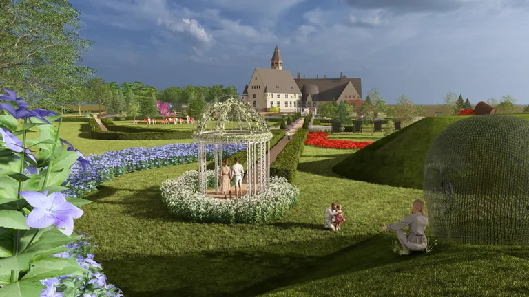 3D kujutis Taagepera aeda rajatavast "Alice imedemaal" teemapargist