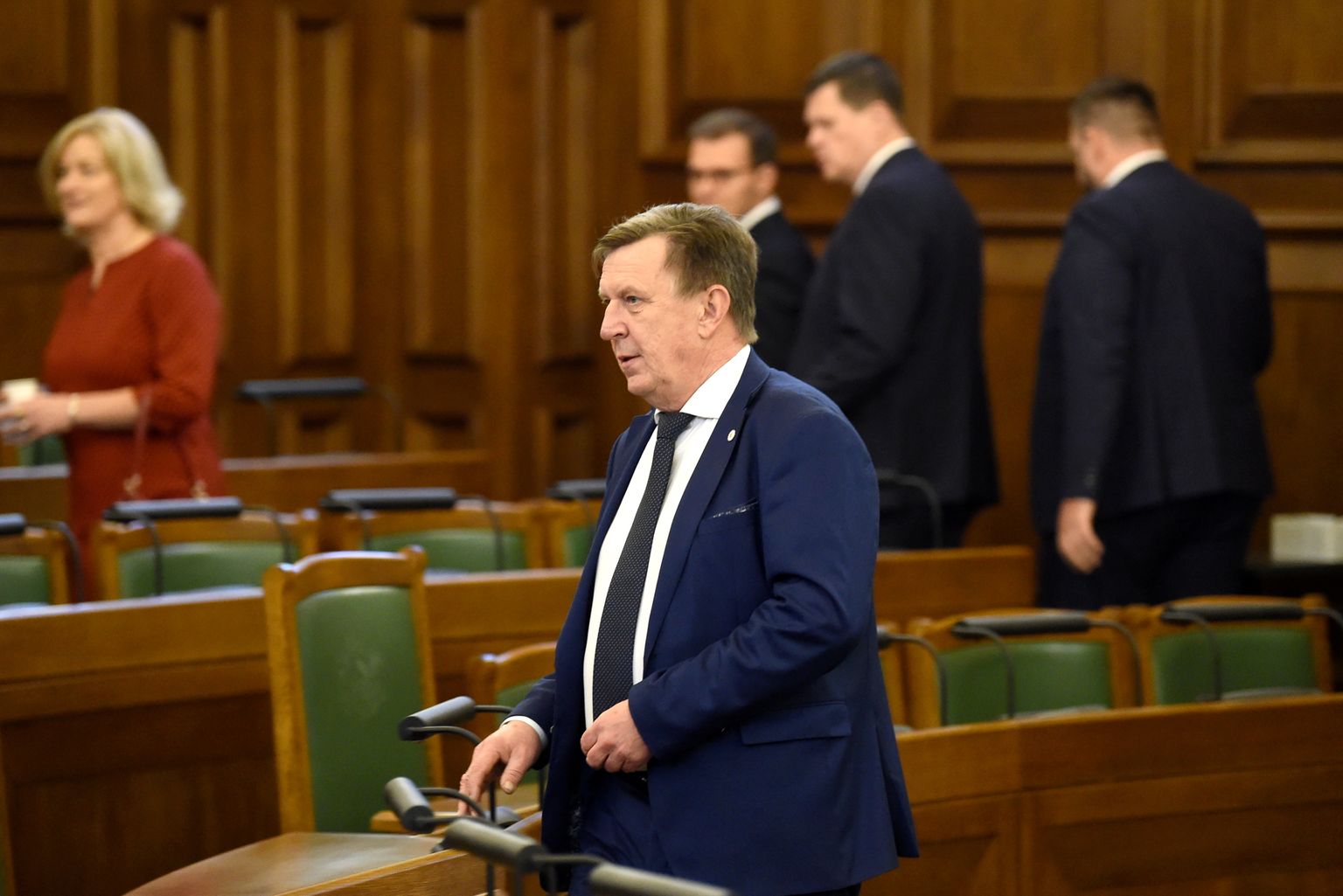 Saeimas deputāts Māris Kučinskis Saeimas svinīgās sēdes laikā, kurā atzīmē Latvijas Republikas 1. Saeimas sanākšanas un Satversmes spēkā stāšanās 100. gadadienu.