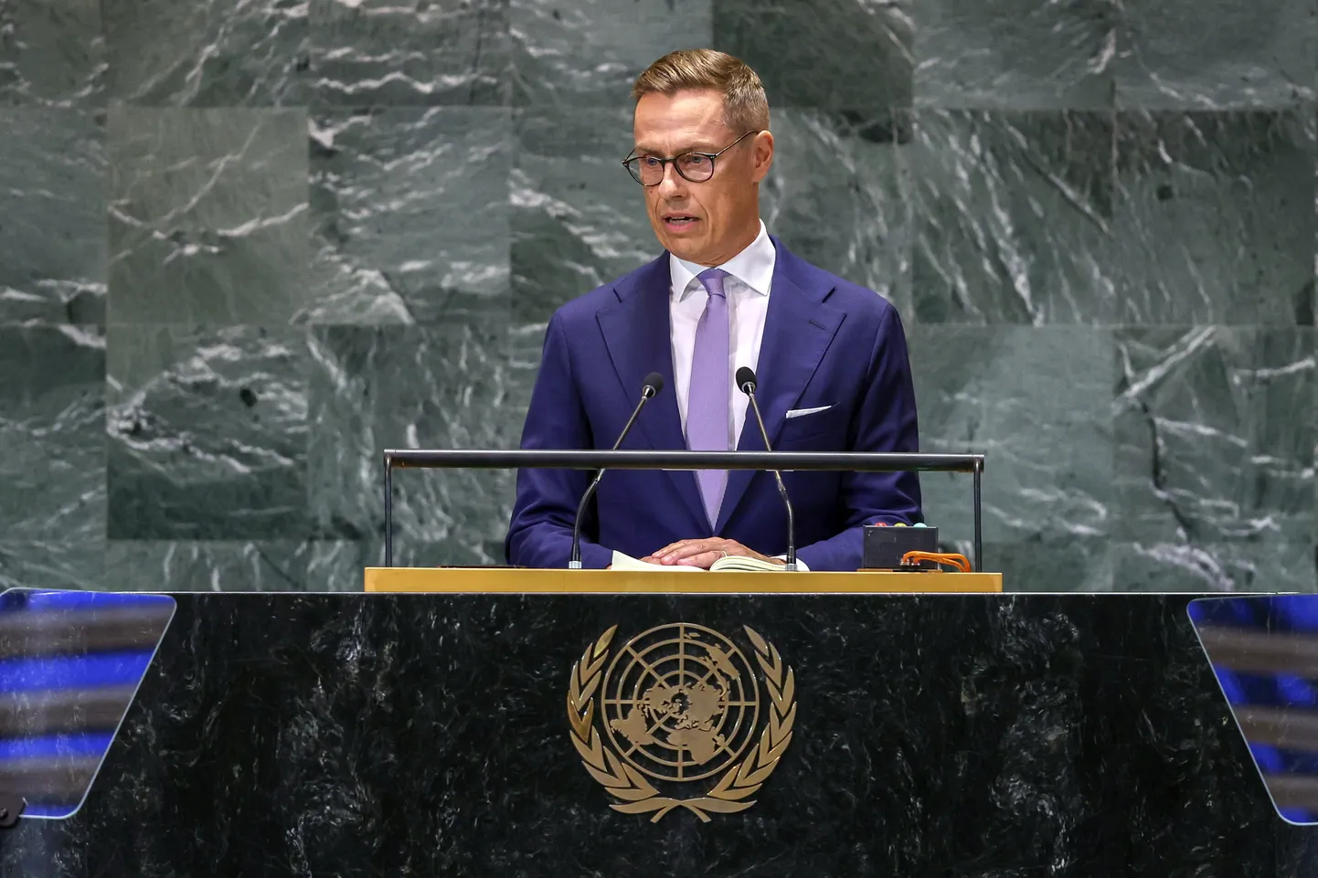 Soome president Alexander Stubb esinemas 23. septembril ÜROs tulevikutippkohtumisel.