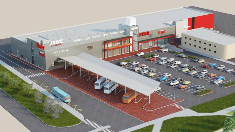 Jewe keskus ja bussijaama uus varikatus peaksid pärast ümberehitustöid sellisena välja nägema.