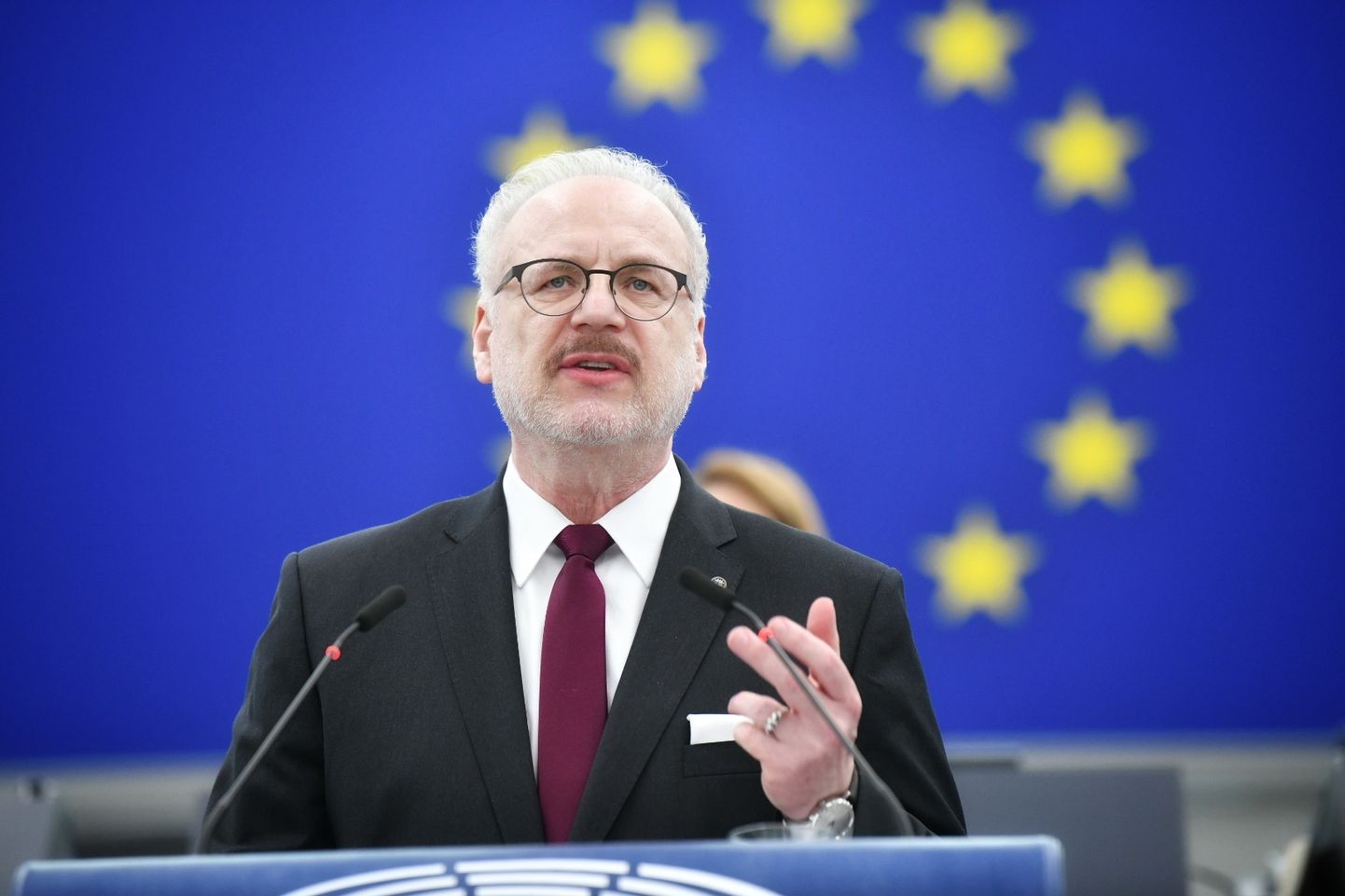 Valsts prezidents Egils Levits uzrunā Eiropas Parlamenta deputātus