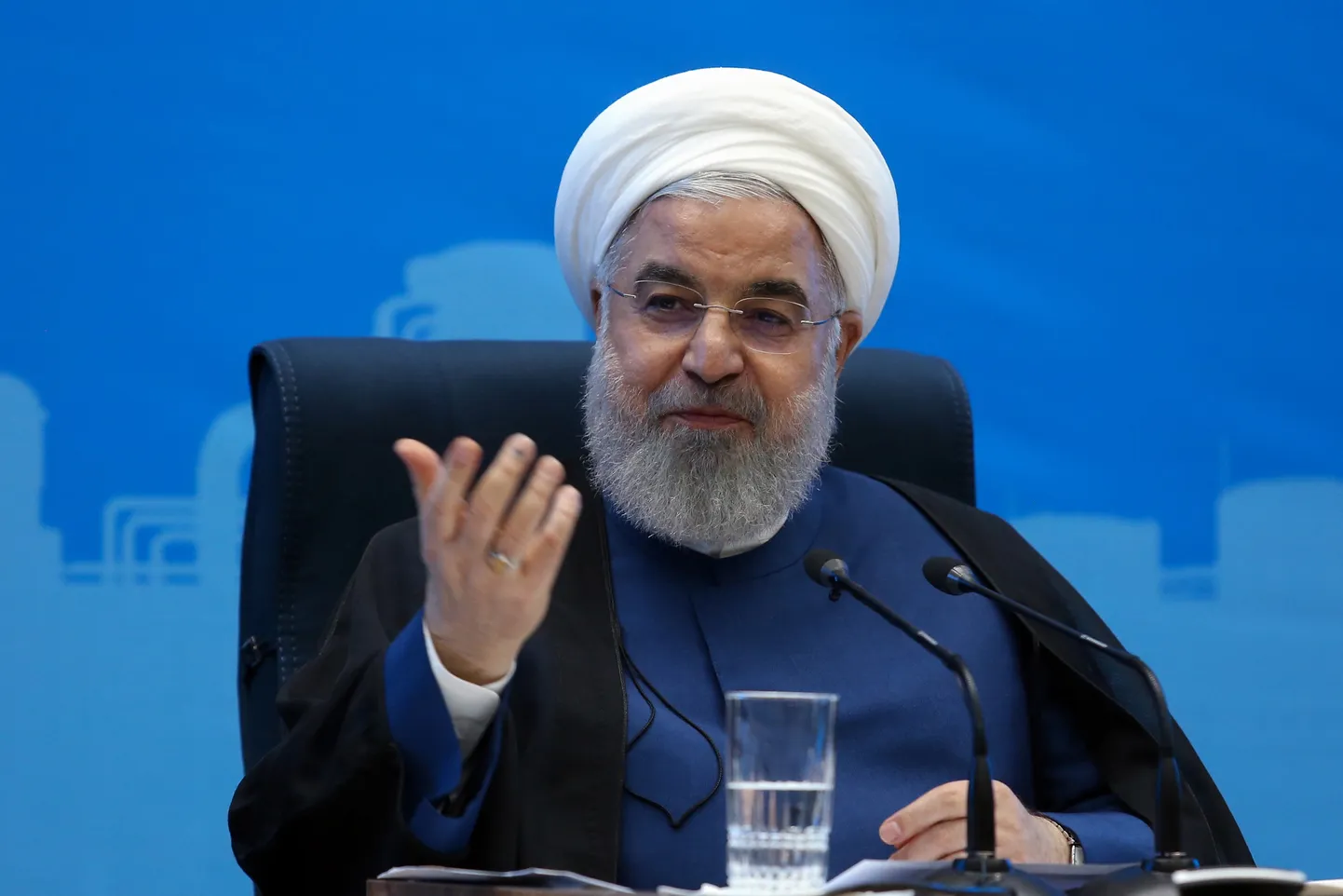 Iraani president Hassan Rouhani 14. juulil telepöördumises.