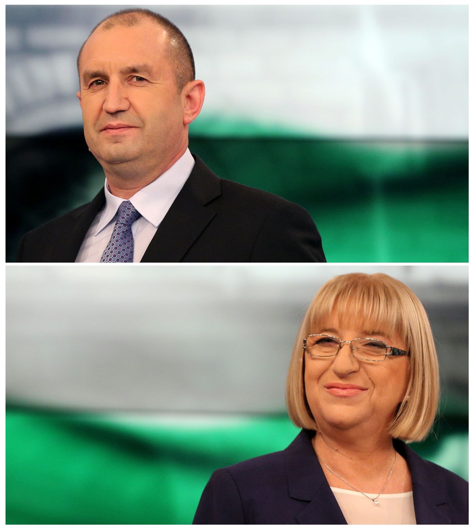 Bulgaaria presidendivalimiste võitja Rumen Radev ja talle kaotanud Tsetska Tsatševa.