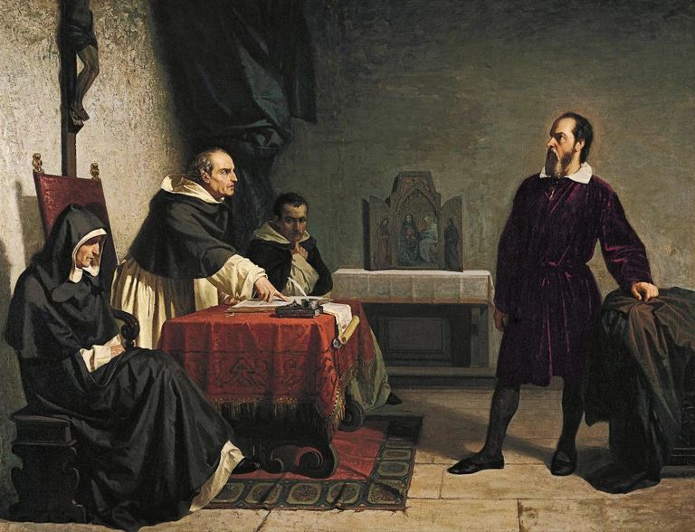 Galielo Galilei inkvisitsioonikohtu ees. Christiano Banti maal 1857. aastast.